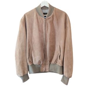 Vintage Eddie Bauer Suede Tan Bomber Fall Jacket Mens Size L 44
